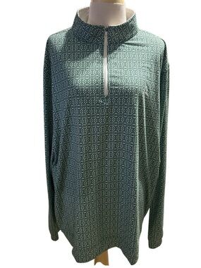 Rhoback Golf Green Geometric Quarter-Zip Pullover Size XXL